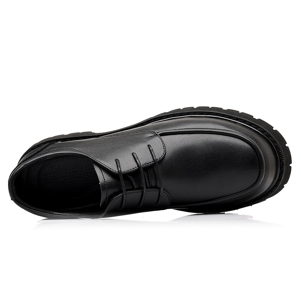 Pánské kožené boty prodyšné pánské business s velkou špičkou vnější zvýšení výšky nízké šněrovací ležérní boty 6cm