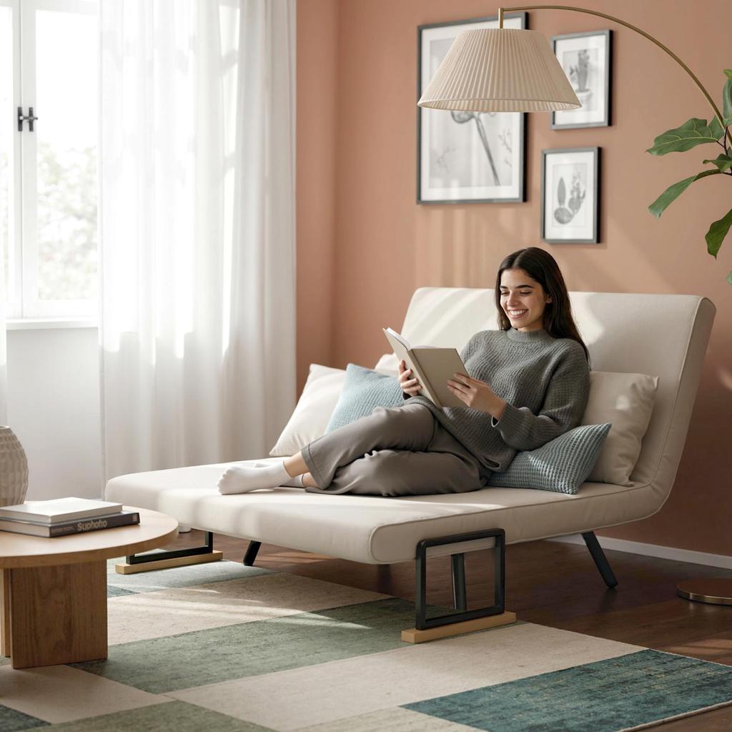Sleeper Sofa 2-Seater Sofa Velvet Sofa, sleep function, incl. 2 cushions, velvet look, Natural + Beige + Black