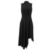 European & American Polo Collar Sleeveless Irregular Hem Slimming Summer Dress for Women