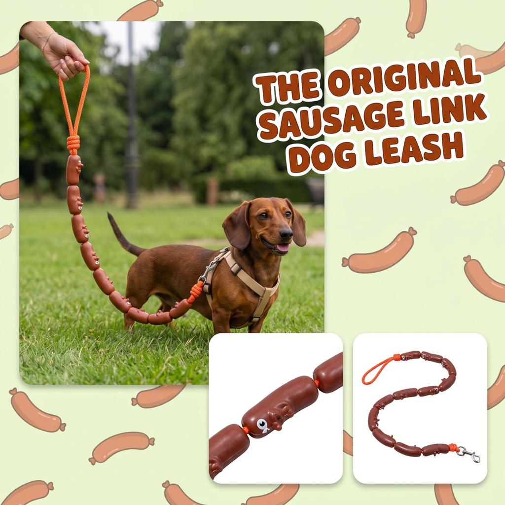 Novelty Sausage Dog Leash, Funny Retractable Leash for Small Medium Dogs, Cute Walking Leash for Puppy