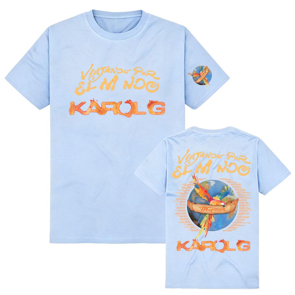 VIAJANDO POR EL MUNDO TROP TOUR 2026 Tshirts KAROL G Printing T-shirt Summer Cotton Fashion Tee Women Men Clothing