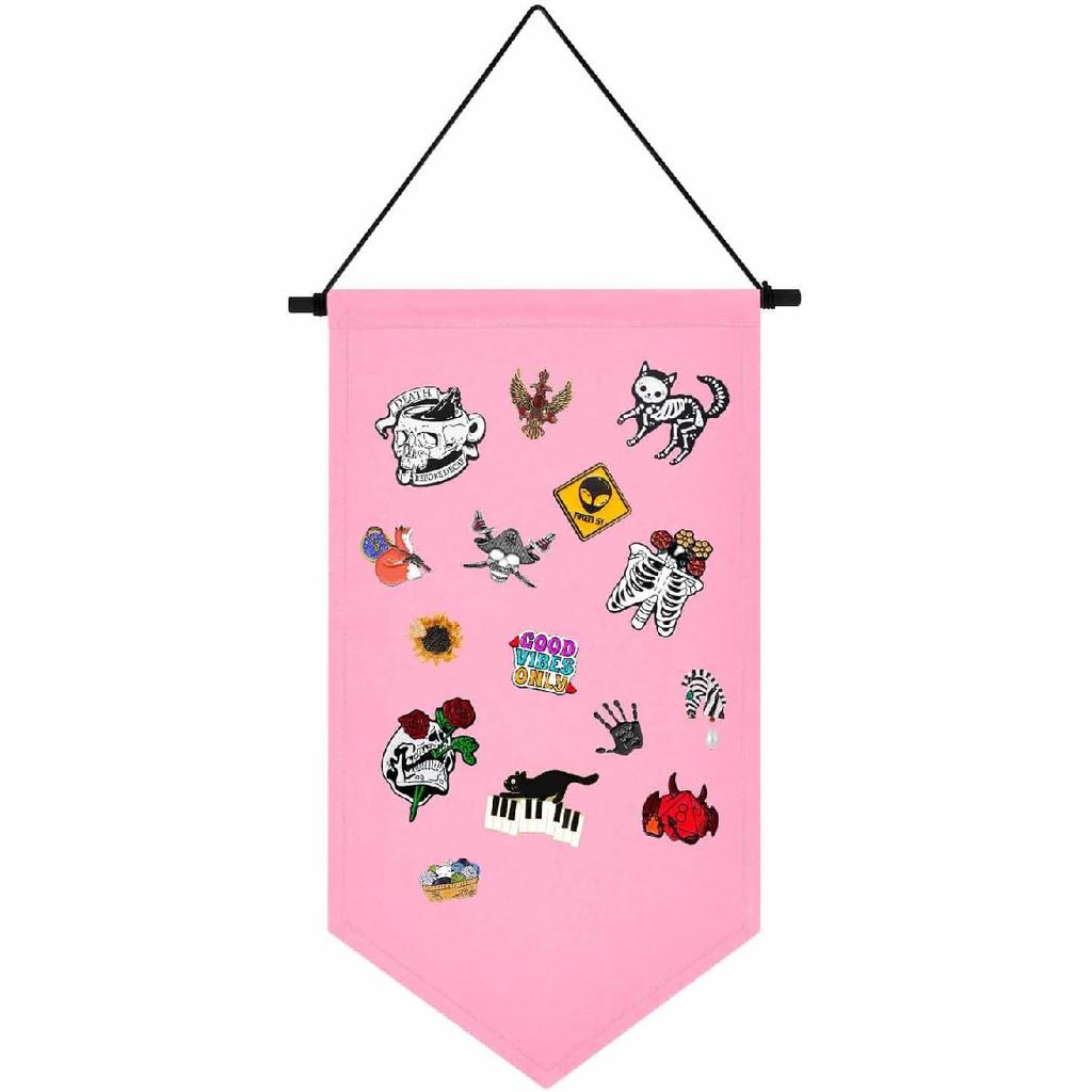 Wall Hanging Brooch Jewelry Storage Case Canvas Display Stand Enamel Pin Display Banner Holder Earrings Necklace Glitter Pin Collection Organizer