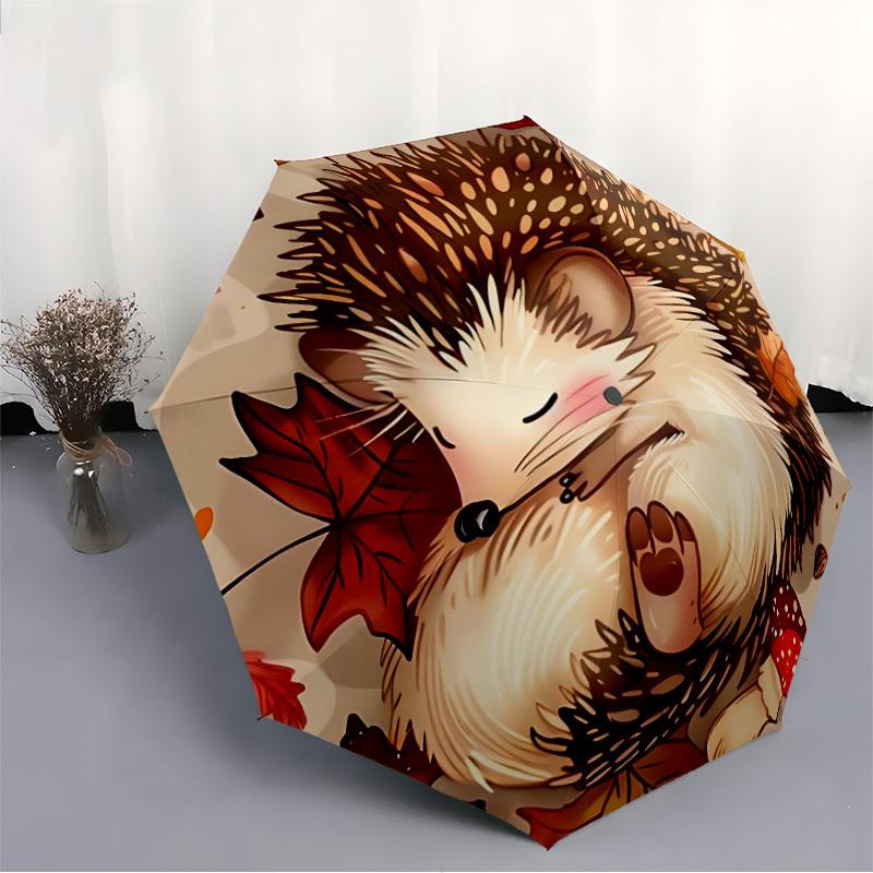 1pc Autumn Hedgehog Automatic Open/Close Umbrella, Windproof, Folding Compact Umbrella with Lightweight Design for Women/Men103