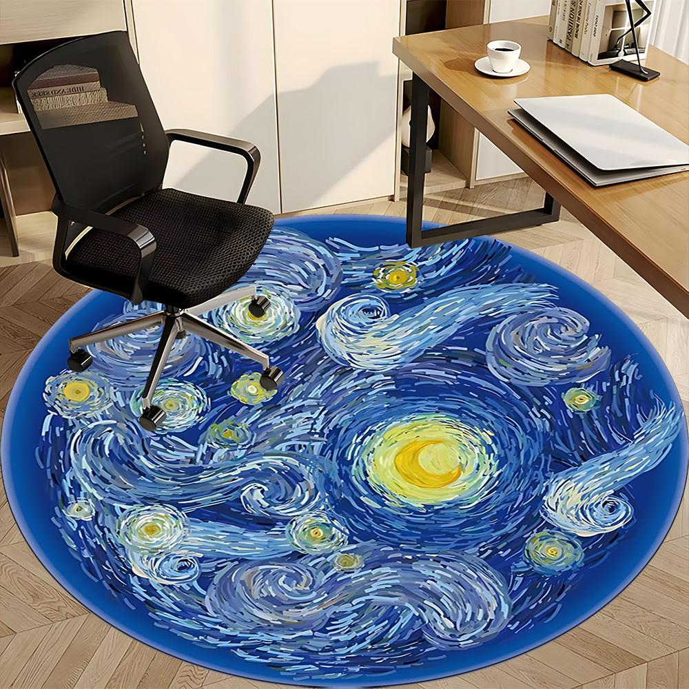 1pc Starry Night Carpet for Office Non-Slip, Round Carpet, Soft & Comfortable, Carpet for Office, Lightweight Round Floor Mat