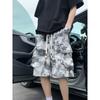 Mens Abstract Print Drawstring Casual Loose Fit Shorts