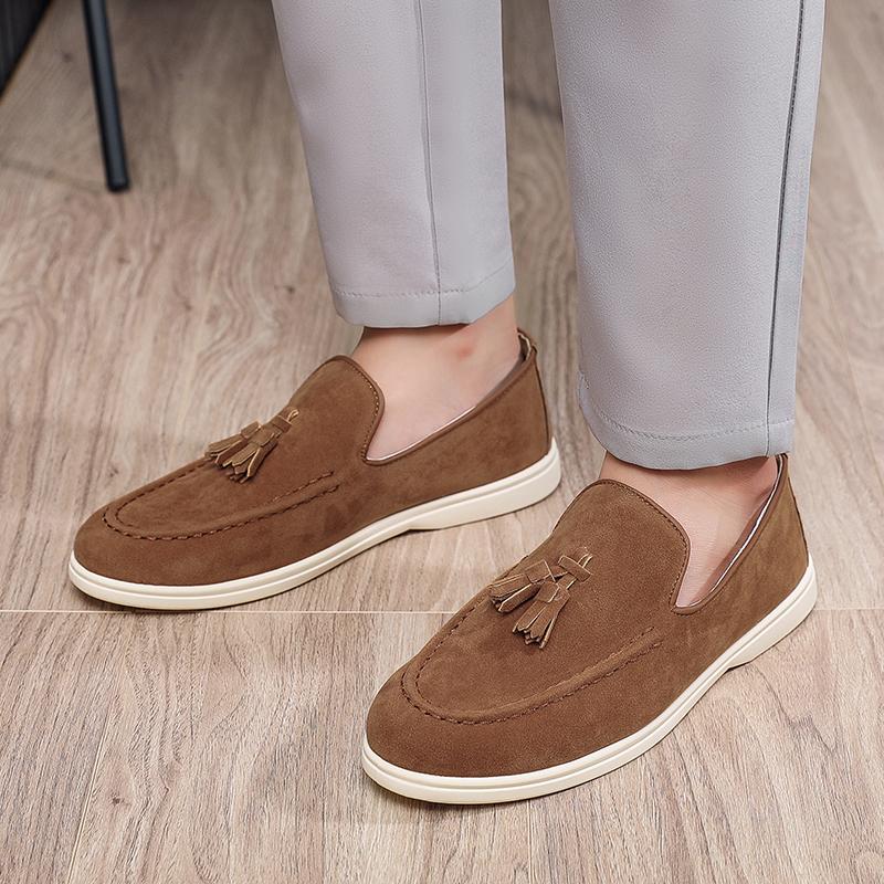 Fashion Suede Leather Loafers Luxury Mens Casual Shoes Business Shoes Soft Male Driving Shoe Comfortable Moccasins Plus Size Men Shoes