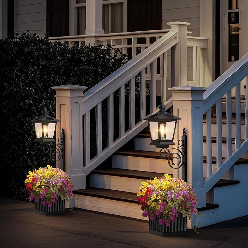 2in1 Solar Light Planter Garden Decor Solar Light with Planter Box Solar Planter Lights Outdoor Flower Lamp for Garden Decor