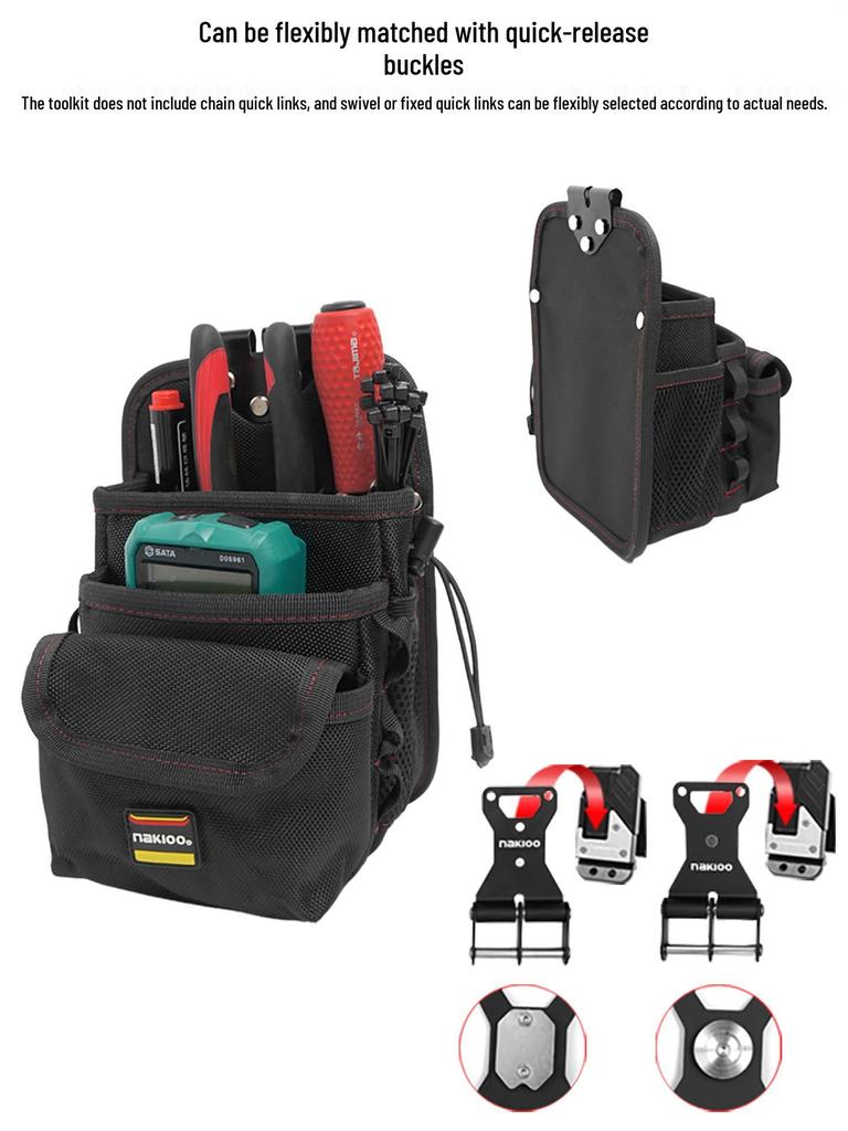 Nakioo Quick-Release Rotating Electrician Waist Tool Bag with Chain Buckle