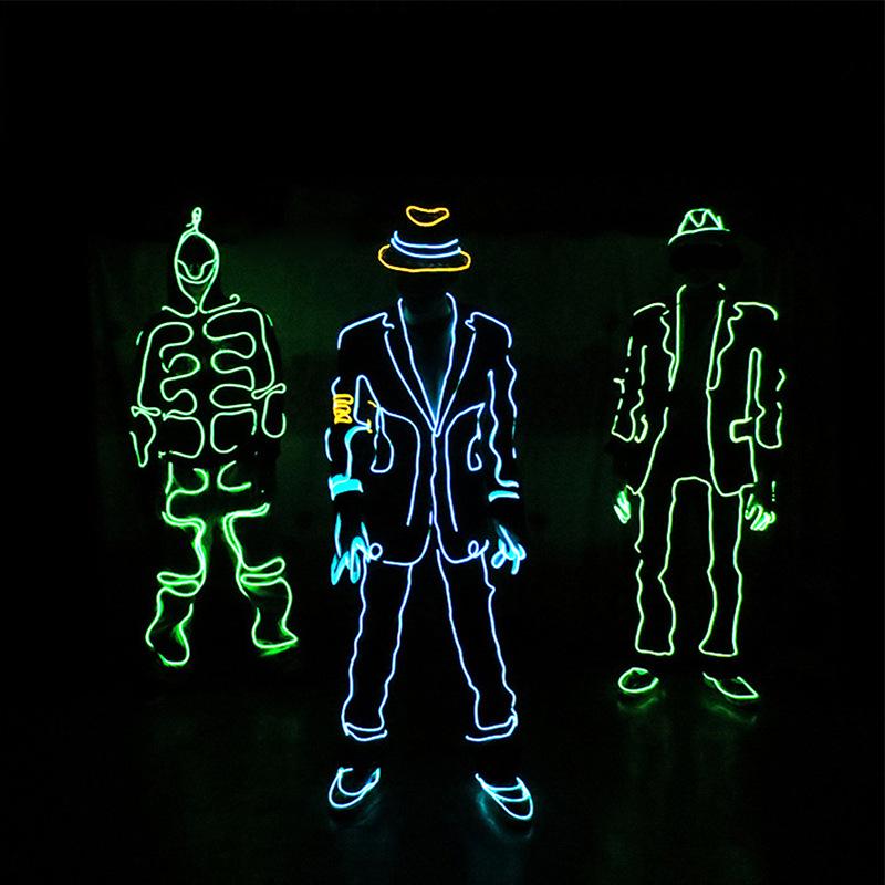 Costume da Danza del Filo Luminoso a LED da Uomo - Abbigliamento Fluorescente per Festival & Feste