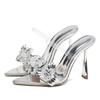 Mode Luxus Damen High Heels Sommer Transparent Blume Sexy Spitze Zehen Dünne Absätze Pantoletten Frau Kleid Party Mules Pantoletten Schuhe