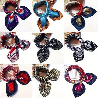 Taschentuch Damen Druck Schal Kellner Flug Kunstseide Vintage Wrap Hotel Hot Square Business Imitieren Retro Taschentuch