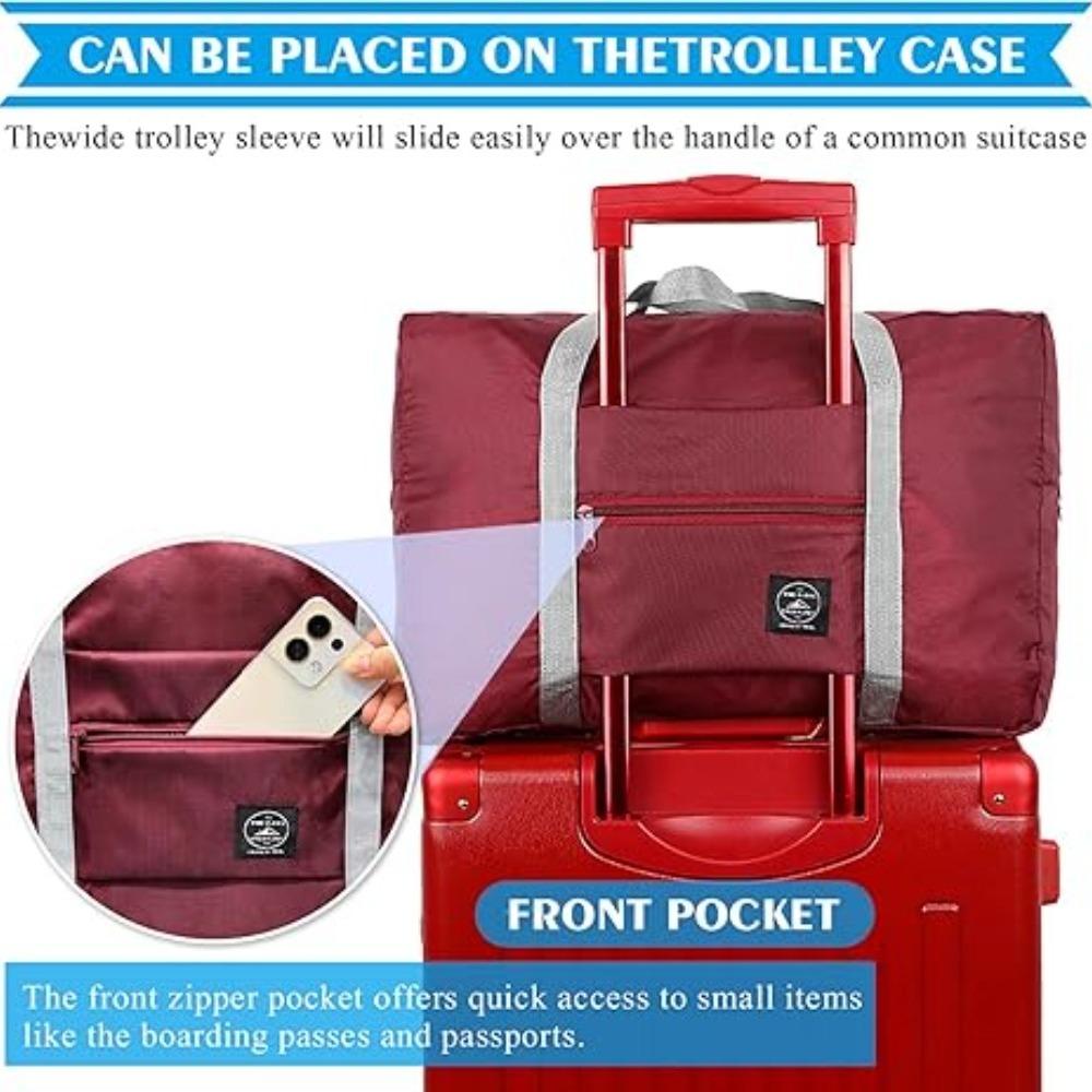 1Pc Red/Navy/Green Multifunctional Folding Travel Bag Single Shoulder Hand Luggage Bag Large Capacity Luggage Storage Waterproof