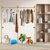 Wall Mounted Garment Rack, Gold Clothing Display Organizer, Load Bearing 110 lbs, Max Length 86.6In, Space Saving Storage Holder