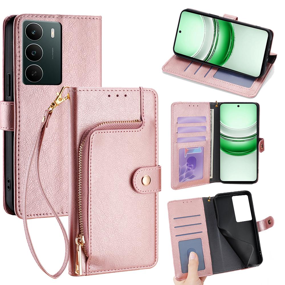 For Realme C71 4G Case Zipper Pocket PU Leather Wallet Flip Phone Cover