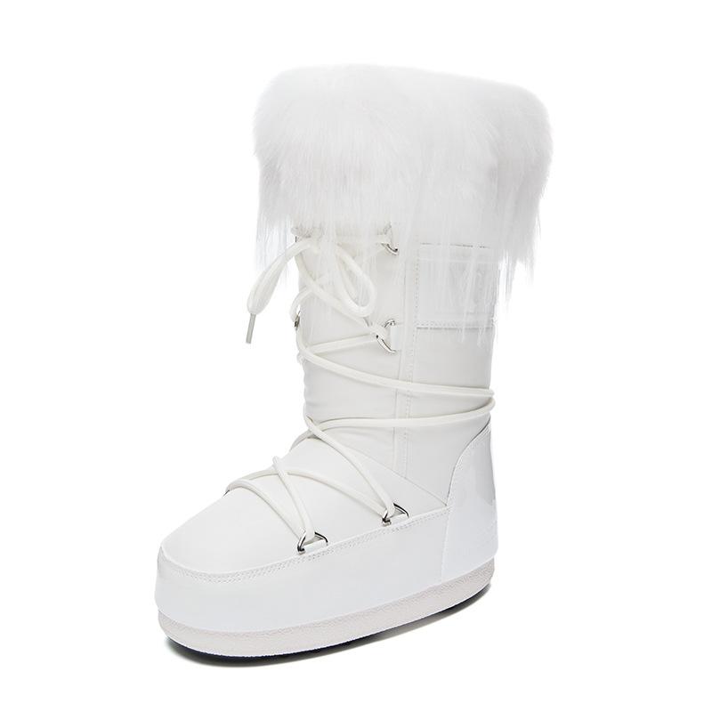 Moon MOOON thick-soled inner height increase snow boots women's 2025 winter thickened warm waterproof cotton boots non-slip tube mouth hair