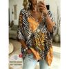 Übergrößen Damen V-Ausschnitt Fledermausärmel T-Shirt Bohemian Ethnischer Druck Lockerer Oberteil Sommer Bequem Atmungsaktiv Tägliches Pendeln Lässig Schlankmachender Stil