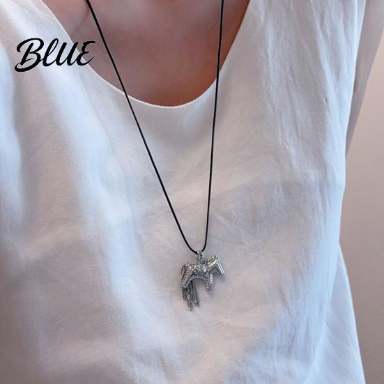 Horse Pendant with Tassel Tail Necklace Alloy Charm Mane Casual