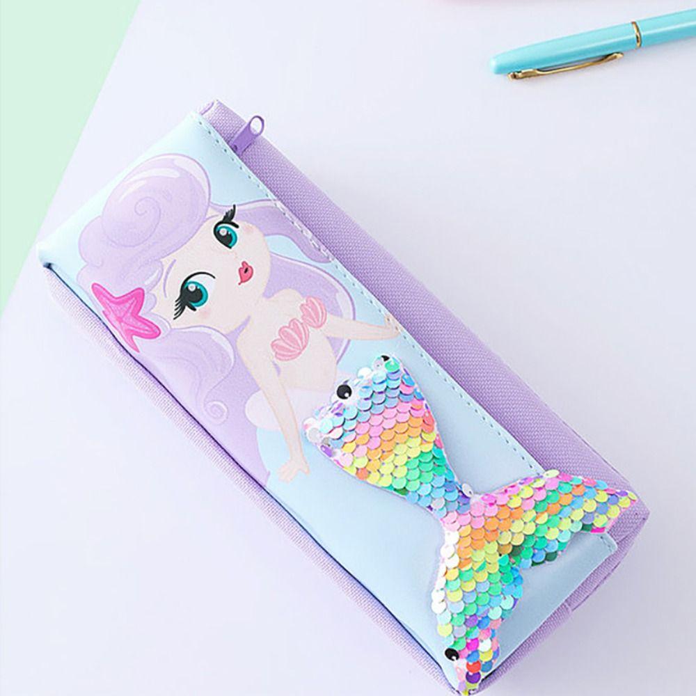 Mermaid 3D Fish Tail Pencil Case Double-layer Stationery Storage Box School Office