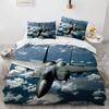 3D Fashion Plane King Queen Duvet Cover Aircraft Theme Bedding Set Kids Boys Men Sunset Airplane Polyester Comforter Cover
