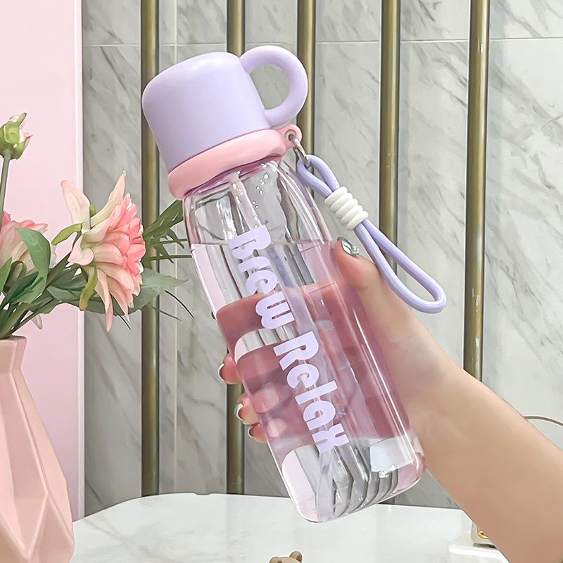 High-value plastic cup anti-drop and high temperature resistant student straw cup portable sports kettle when going out