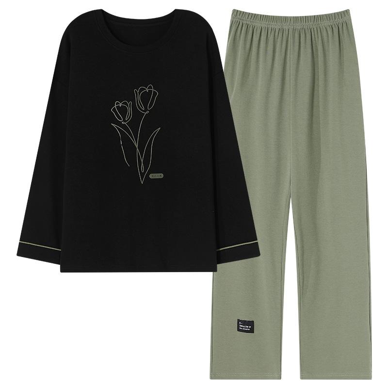 Pure Cotton Pajamas Women'S Cotton Long-Sleeved Trousers Women'S Casual Loungewear Set