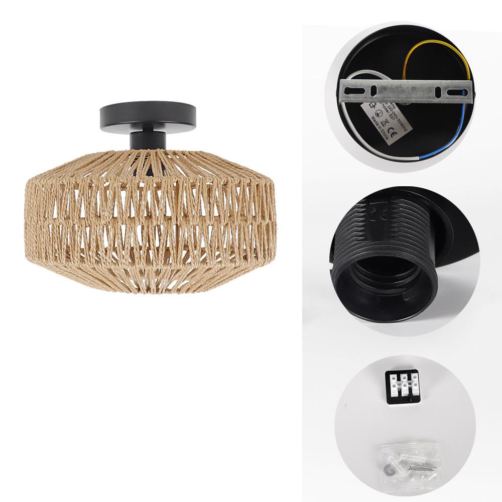 Classic Bamboo Lustre Chandelier Hanging Lamp Ceiling Handmade Rattan Pendant Light Fixture Weaving Home Living Bed Room Decor