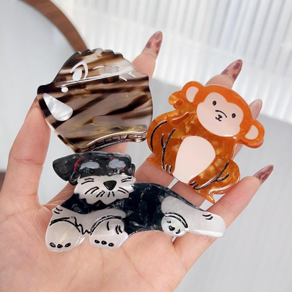 Schnauzer Monkey Acetate Hair Claw Clip - Women's Headwear & Styling Accessory