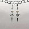 Handmade Asymmetrical Bow & Silver Star Pendant Earrings with Spikes