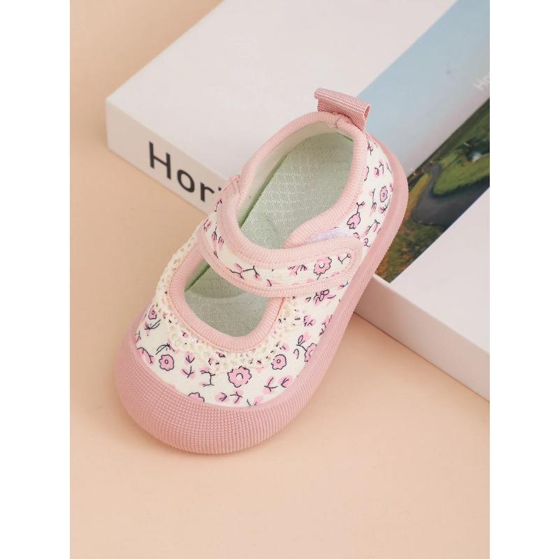 Mädchen Prinzessinnenschuhe Frühling und Herbst Neue Kinder Segeltuchschuhe Frische Baby Mädchen Klettverschluss Laufschuhe