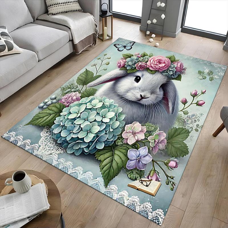 1PC rabbit flower Anti-slip carpet, suitable for Office, bedroomand playrooms. It can also be used as a sofa footrest cover-R43