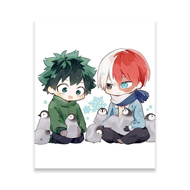 

Рамка из цельного дерева, постер для рождественской вечеринки «Мой герой Академии», постер аниме «Мой герой Академии», холст, настенные художественные принты, украшение для дома 15*20cm(with frame)