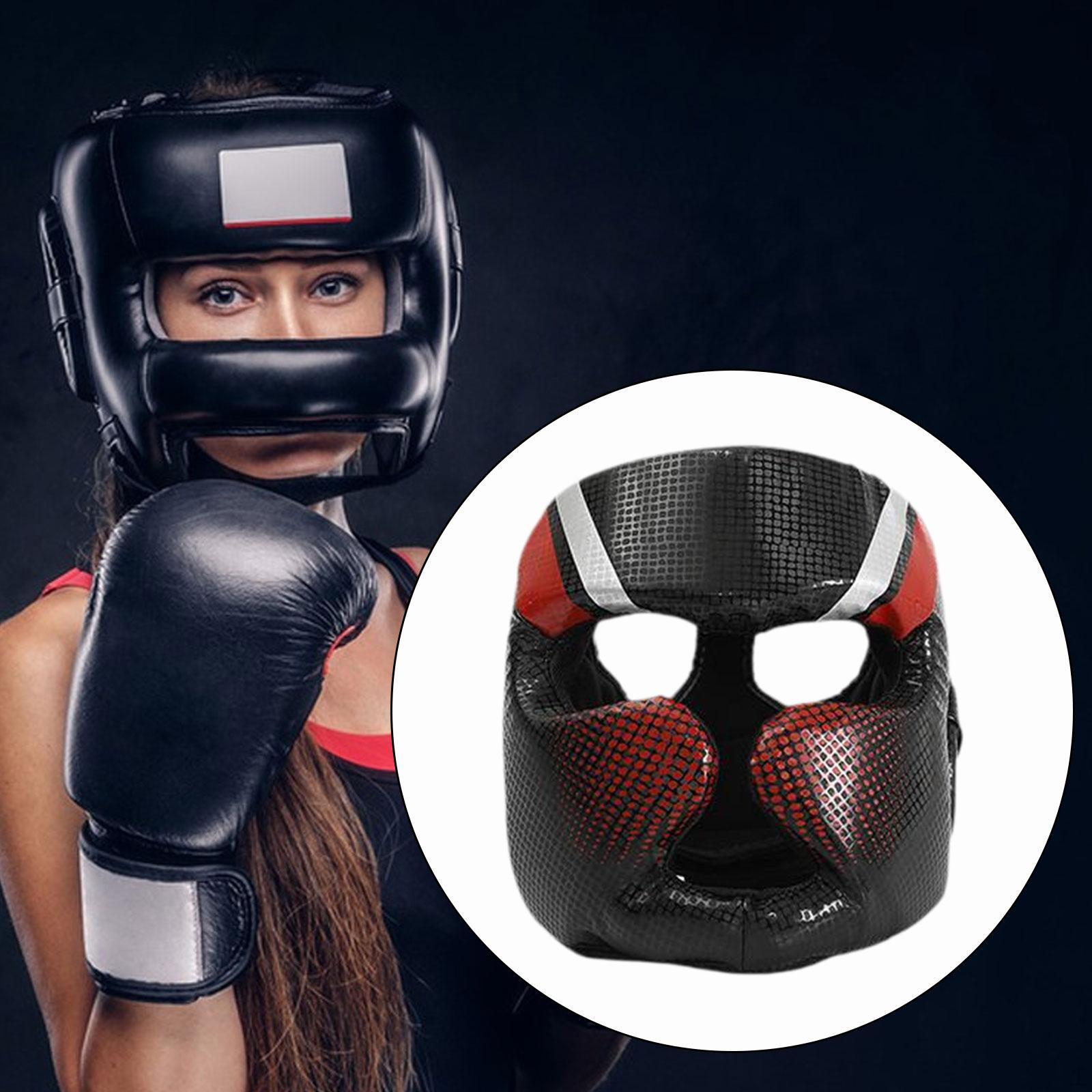 

Боксерський головний убір Лицьова кришка Повне покриття Регульоване захисне спорядження Захисний кожух для M червоний