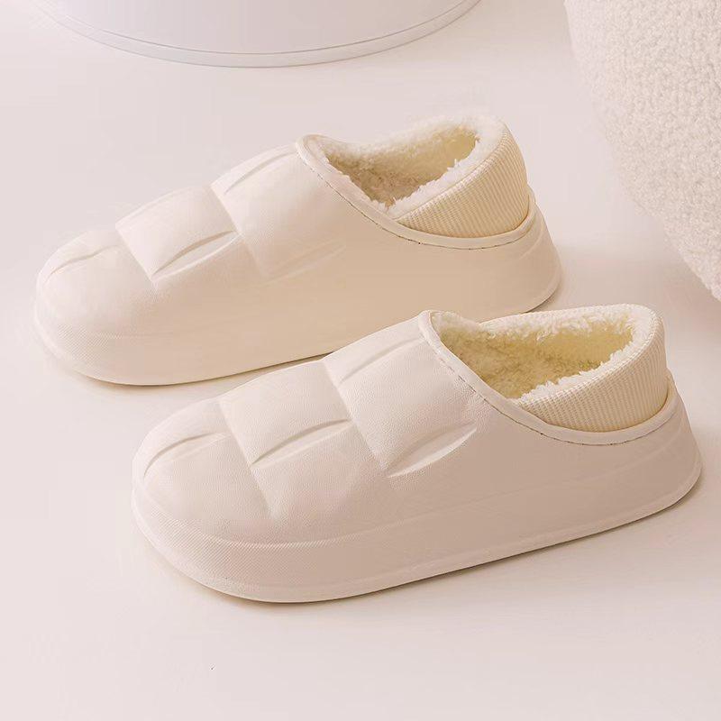 

Новые осенне-зимние хлопковые тапочки Qidashun, водонепроницаемая хлопковая обувь для дома и улицы, чтобы сохранить тепло, утолщенная хлопковая швабра из ЭВА для пары 40-41 белый