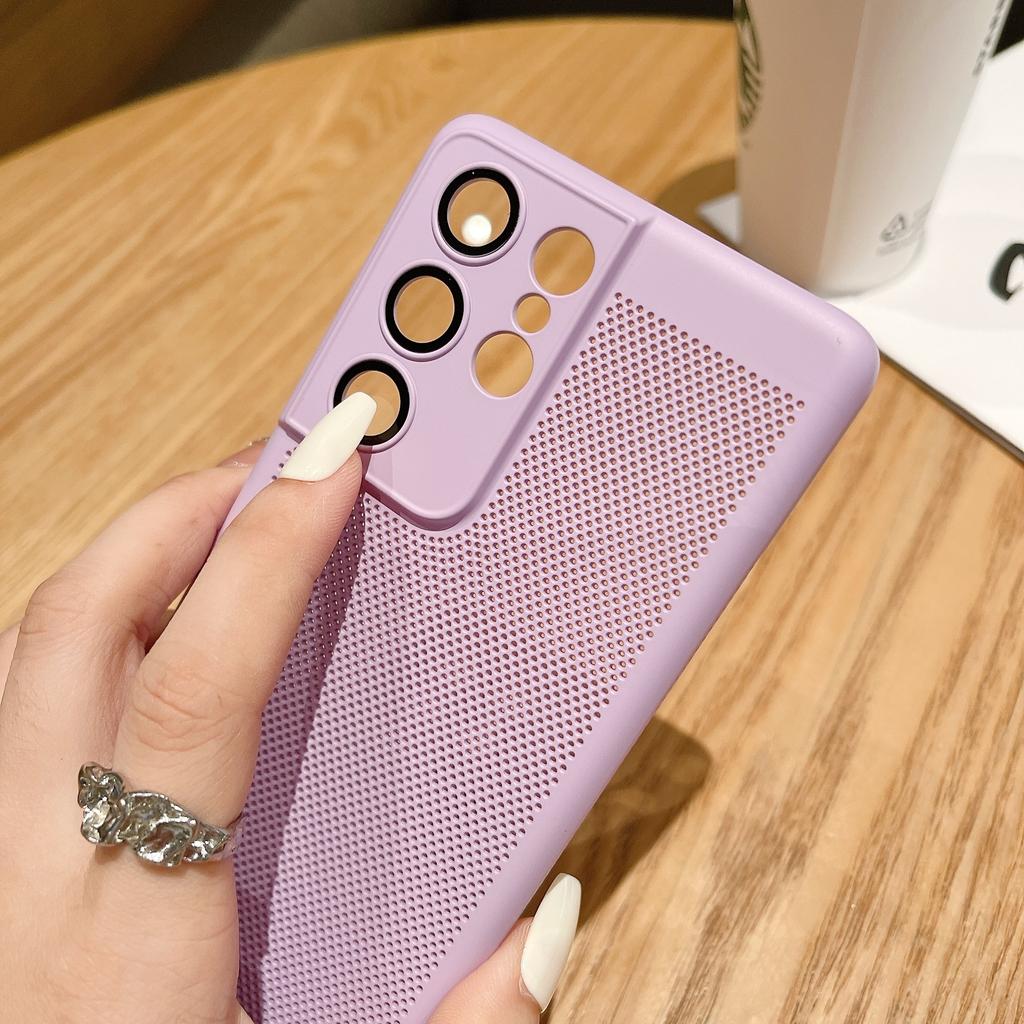 Heat dissipation mesh shell is suitable for Samsung S26Ultra with its own lens film mobile phone case S24 + all-inclusive PC summer hard sheath
