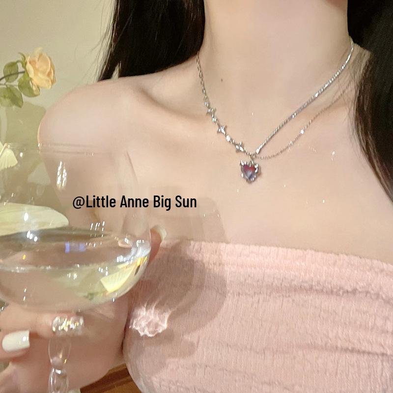 2024 Vintage Double-Layer Pearl Necklace with Heart Pendant