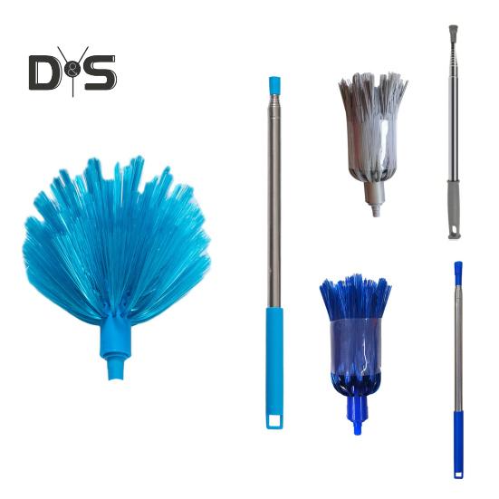 Miotła do kurzu z drążkiem teleskopowym ze stali nierdzewnej, oszczędzająca miejsce wielofunkcyjna szczotka do czyszczenia