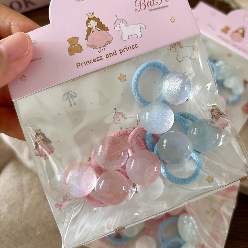 8pcs Cute Cartoon Hair Ties for Kid Girl Transparent Small Thumb Ring Elastics for Toddler Blue Pink Heart Hair Bands for Braids