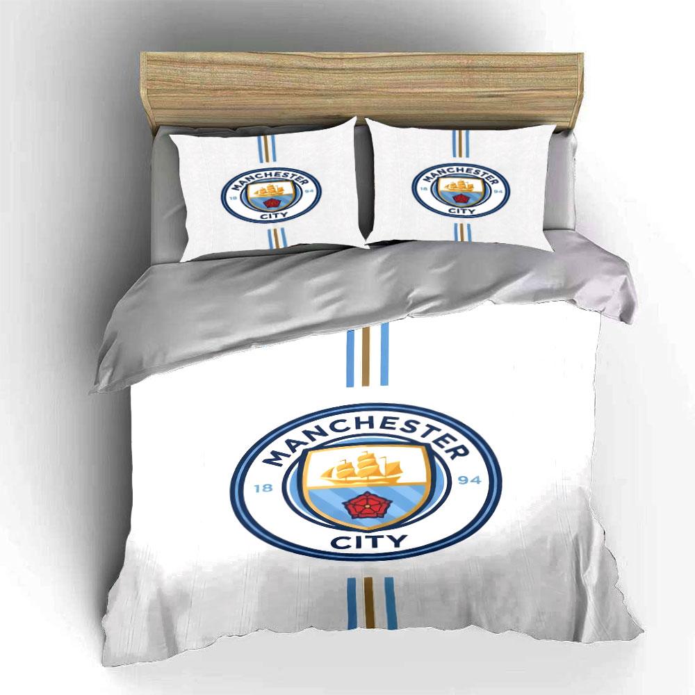 Manchester City Logo Povlečení Sada Povlečení Potah na Přikrývku Sada Potahů na Přikrývku Povlaky na Polštáře (1 * Povlak na peřinu 2 * Povlaky na polštář, bez náplně do peřiny)