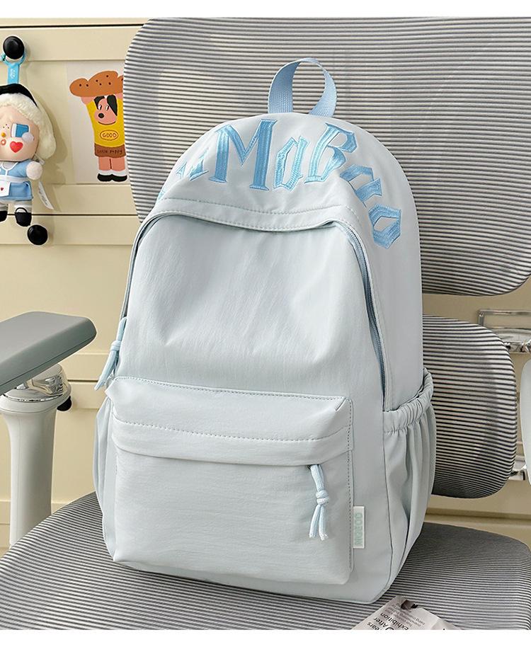 Schoolbag new Japanese ins style female student embroidered schoolbag simple large capacity lightweight backpack campus commuter backpack