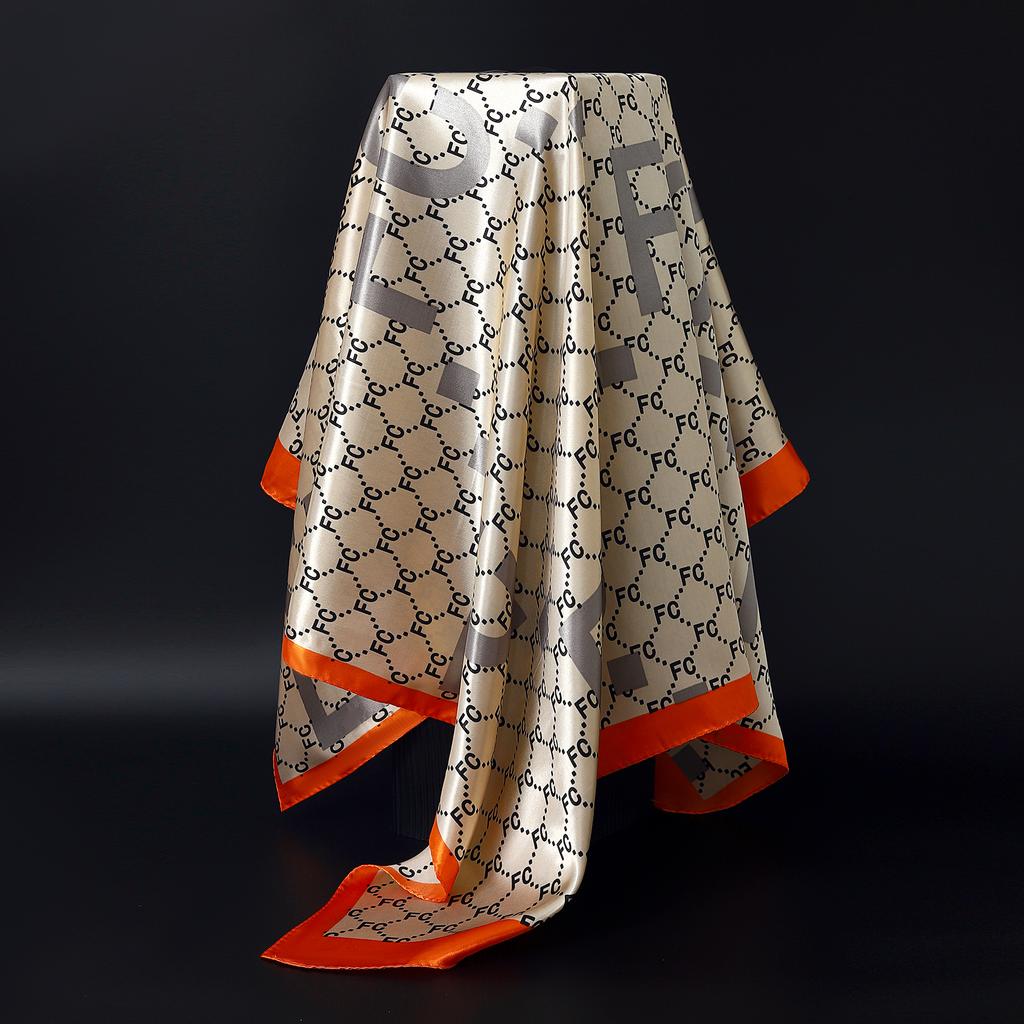 Fashion Square Silk Scarf Women Headband 90*90cm Print Neck Scarfs Office Hair Band Hand Kerchief Female Bandana Headwear