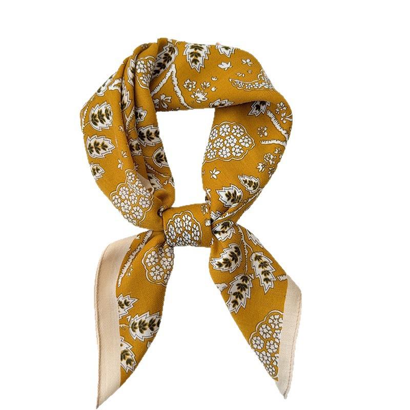 Korean Version of Versatile Silk Wool Feel Cashew Small Square Scarf Women's Autumn and Winter Herringbone Decorative Scarf Fashion Shawl Scarf