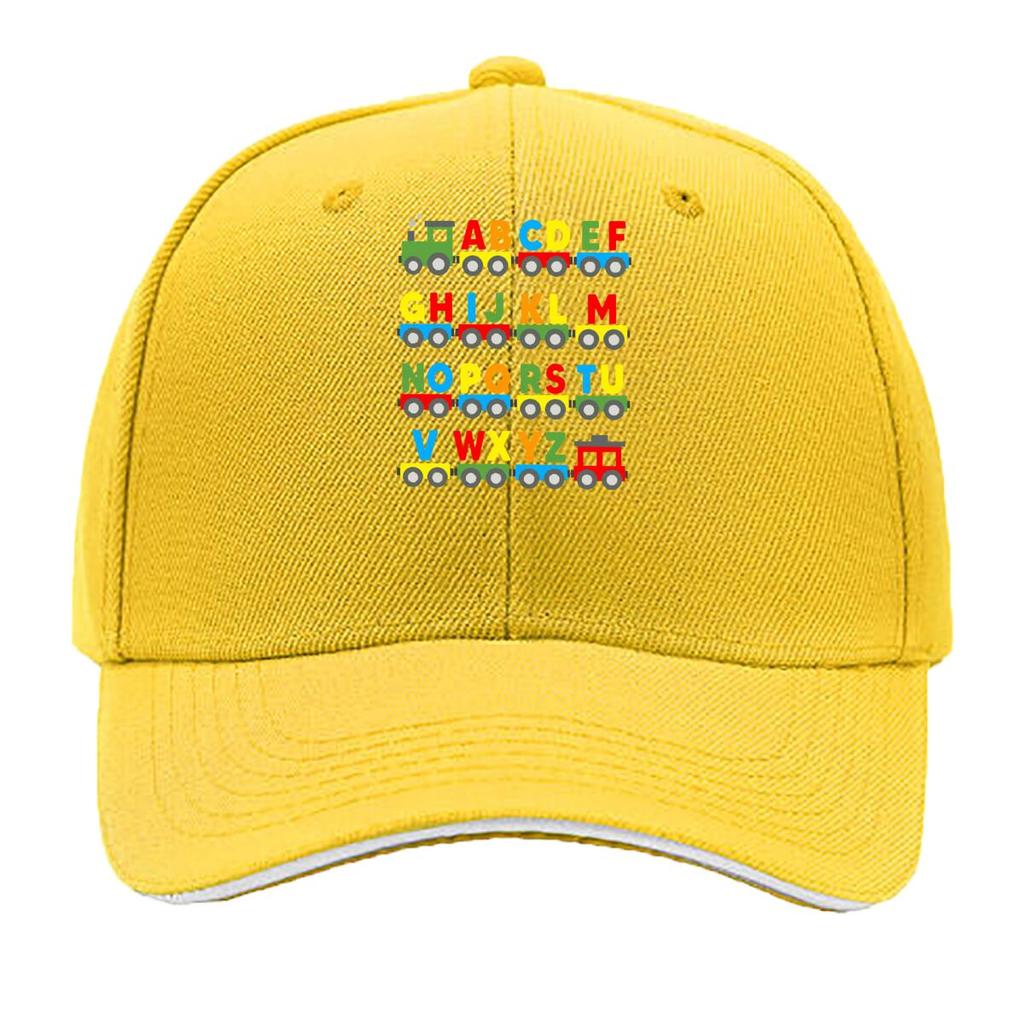 Alphabet Train ABCDEFGHIJKLMNOPQRSTUVWXYZ Colorful s Learning Design Sandwich Baseball Cap Unisex Women Sun Cap