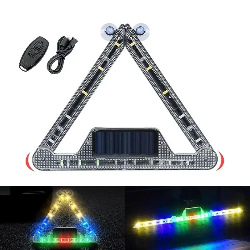 5V Solar Foldable Triangle Warning Light Foldable Rotatable LED Warning Signal Light USB Rechargeable Multi-Mode Car Tail Light