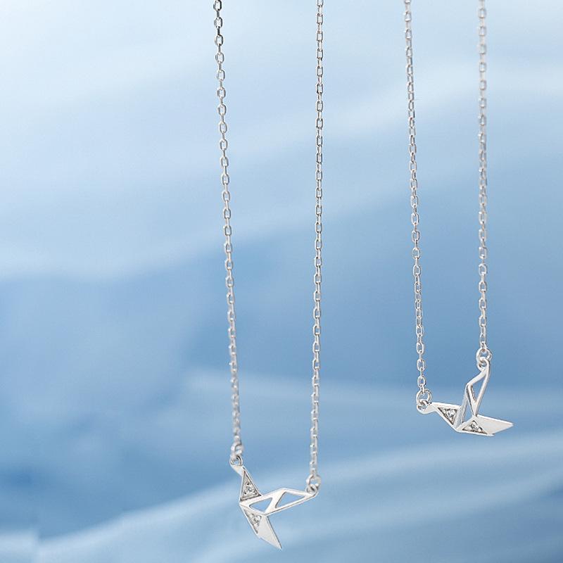 Thousand Paper Crane Necklace Small Fresh Short Light Luxury Diamond Simple Temperament Clavicle Chain Gift For Girlfriend