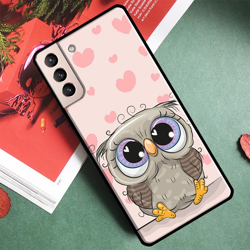 Cute Cartoon Owl Phone Case For Samsung Galaxy S25 S24 Ultra S9 S10 S20 S21 FE S22 Plus S23 Ultra Back Cover