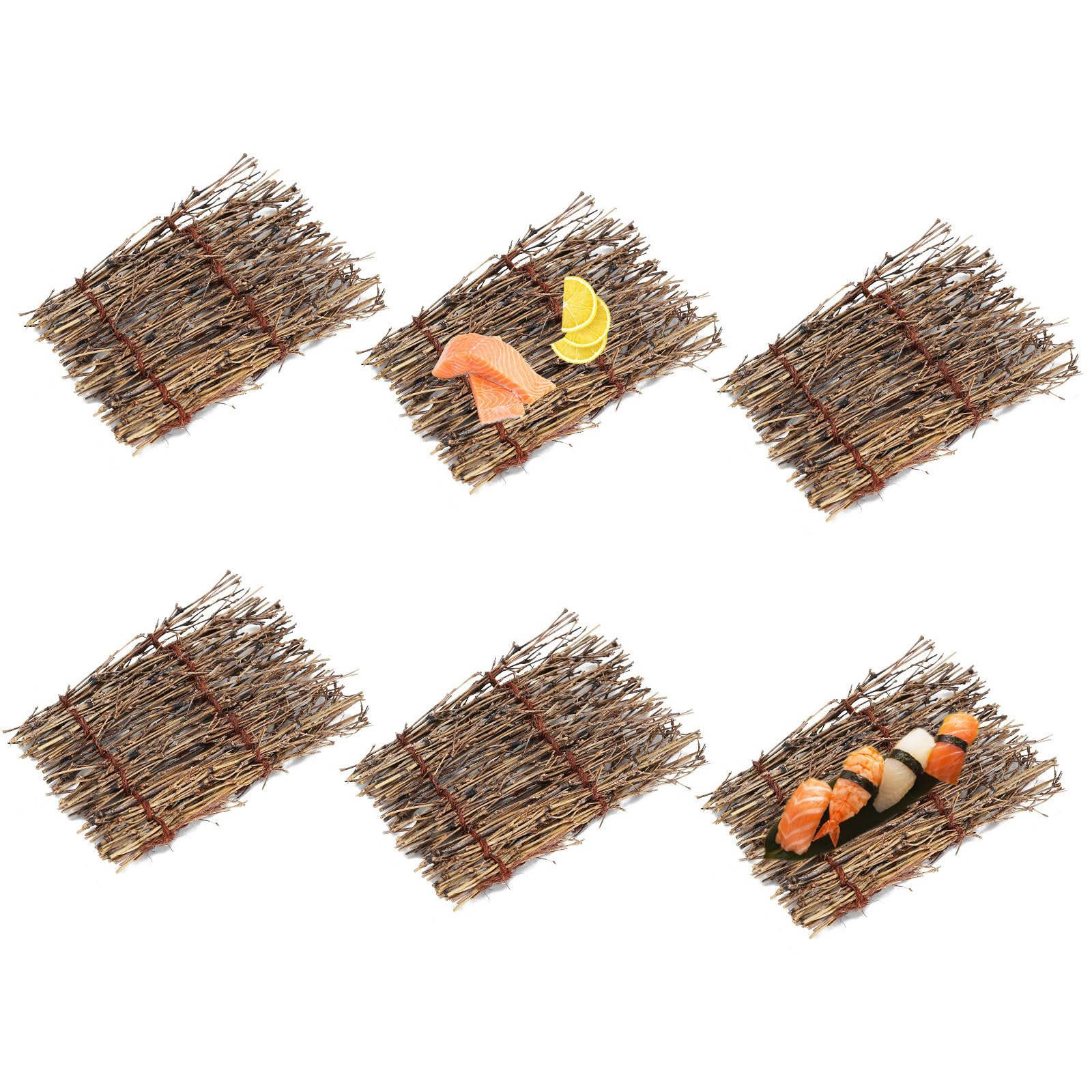 

Sashimi Display Bamboo Blinds, Sashimi Serving Display, Sushi Restaurant Decoration, Japanese-Style Party Table Decoration (17*11cm, 6 pieces)