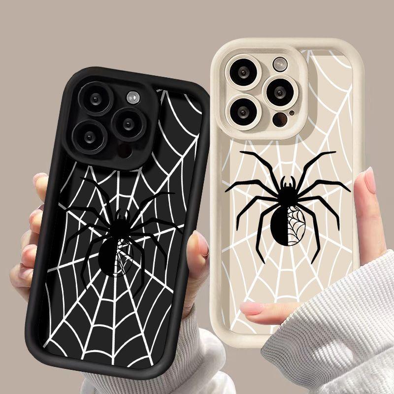 Black Spider for iPhone17 ProMax Mobile Phone Case 16 Apple 17 Matte 14/15 Premium 13 Fine Holes