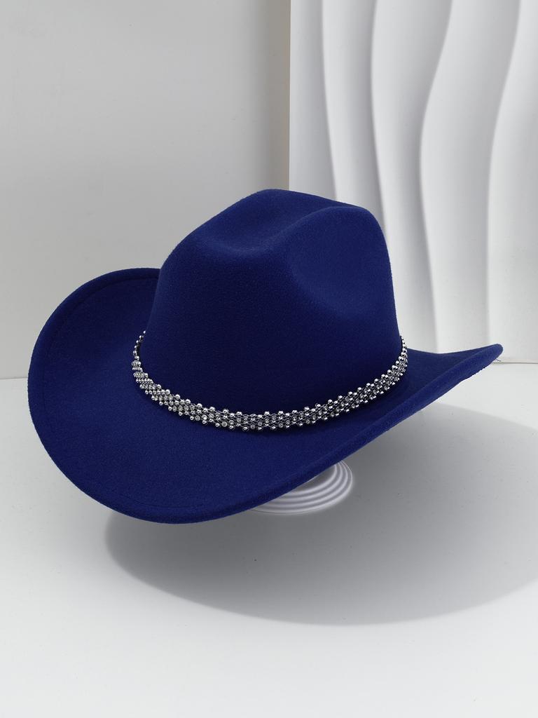 New cowboy hat top hat light luxury European gentleman's hat rhinestone accessories hat music festival party wear