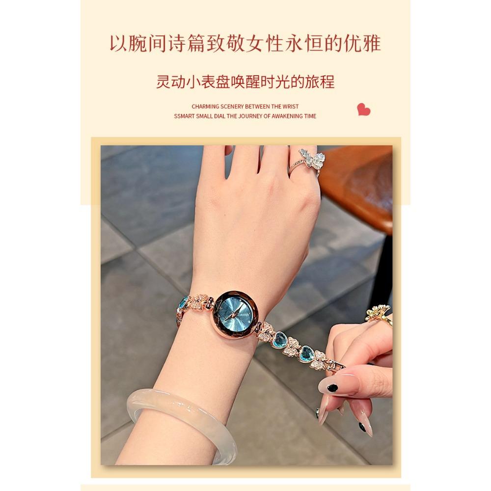 Cimiu Kiai Montre à Quartz Ronde Facettée pour Dames Bracelet Cœur Strassé Nœud Cristal Incrusté Élégante Montre-Bracelet de Soirée de Luxe Cadeau pour Femmes