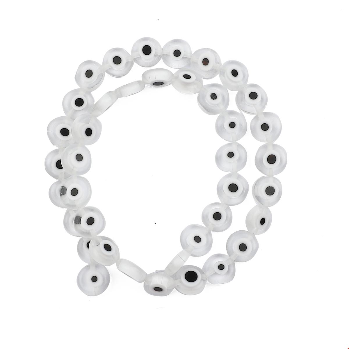 

6/8/10 мм модные красочные сплющенные бусины от сглаза свободные лэмпворк глазурованные стеклянные бусины для браслета и ожерелья DIY изготовление ювелирных изделий 6mm 60pcs прозрачный белый